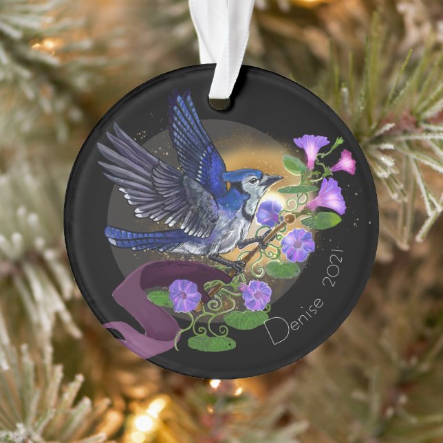 Ornamento Morning Glory Bluejay Nome personalizado (Árvore)