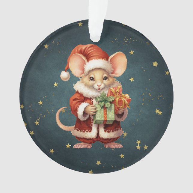 Ornamento Mouse Feliz de Natal (Frente)