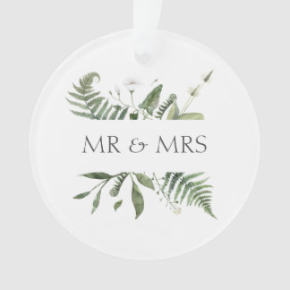 Ornamento Mr & Mrs Wedding Keepsake Greenery