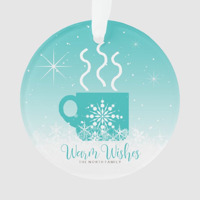 Ornamento Mug Steaming Hot Drink w/Snow Border ID595 (Frente)
