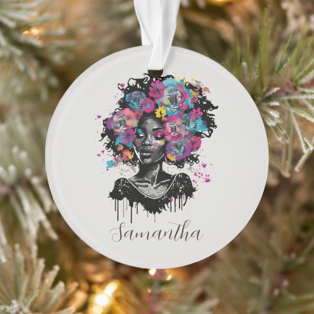 Ornamento Mulher Afro Clorosa Floral (Árvore)
