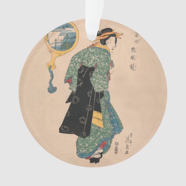 Ornamento Mulher Kimono japonesa: Ukiyo-e Woodblock Impressã (Frente)