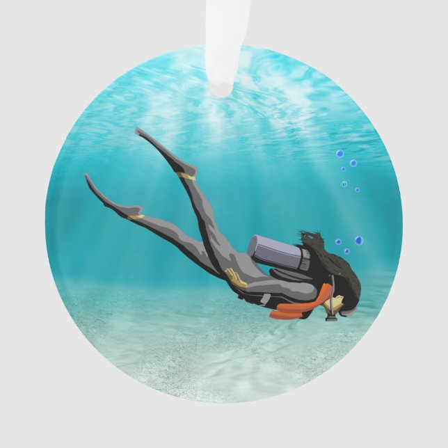 Ornamento Mulher S.C.U.B.A. Mergulhador (Frente)