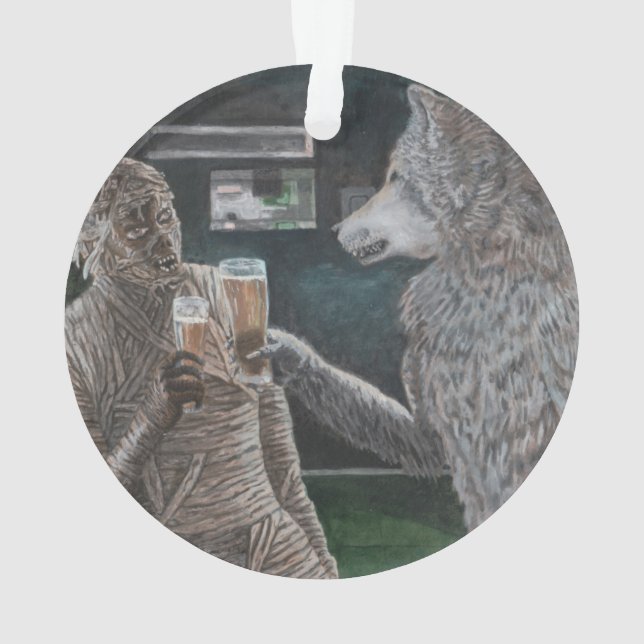 Ornamento Mummy Werewolf Bebendo Fantasy Arylic Ornament (Verso)