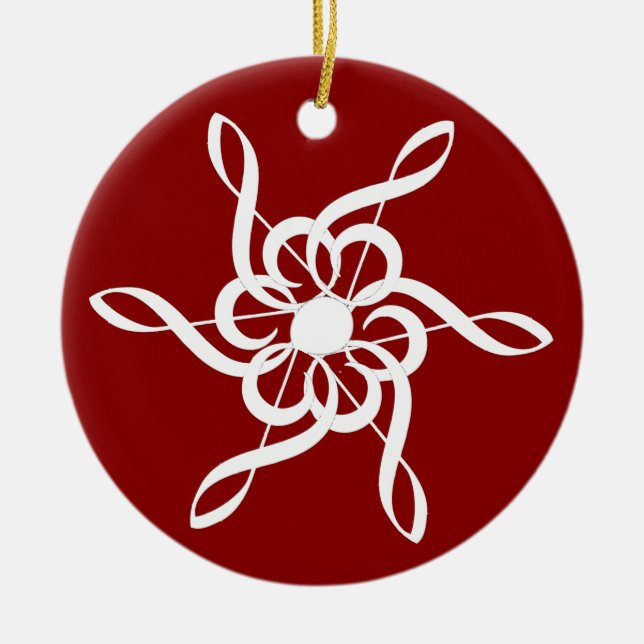 Ornamento Musical de Clef Snowflake de Red Treble (Frente)