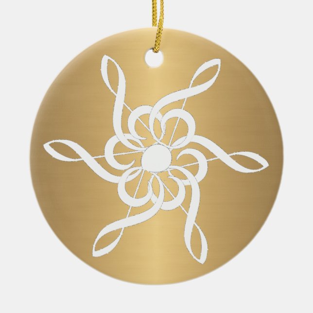 Ornamento Musical Dourado Tremor Clef Snowflake (Frente)