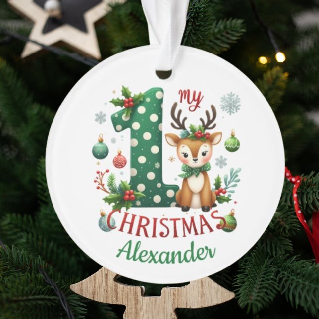 Ornamento My 1st Christmas Little Reideer Photo (Criador carregado)