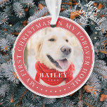 Ornamento My First Christmas Forever Home Modern Pet Photo<br><div class="desc">This simple and classic design is composed of serif typography and add a custom photo. "My First Christmas in my forever home" encircles the custom photo.</div>