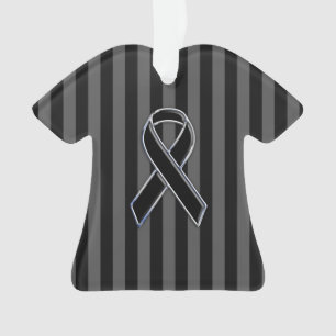 Ornamento Na moda Black Ribbon Awareness Stripes verticais