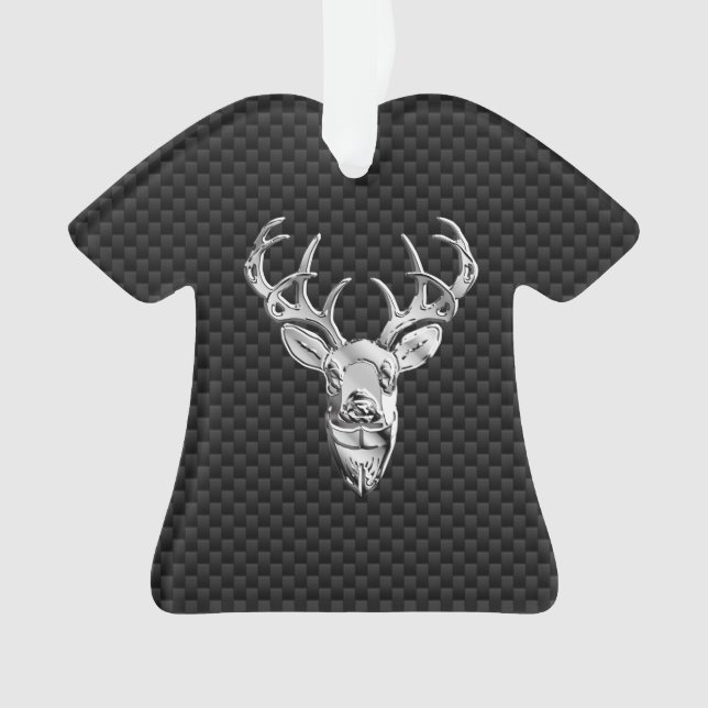 Ornamento Na moda Silver Deer on Carbon Impressão (Frente)