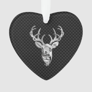 Ornamento Na moda Silver Deer on Carbon Impressão