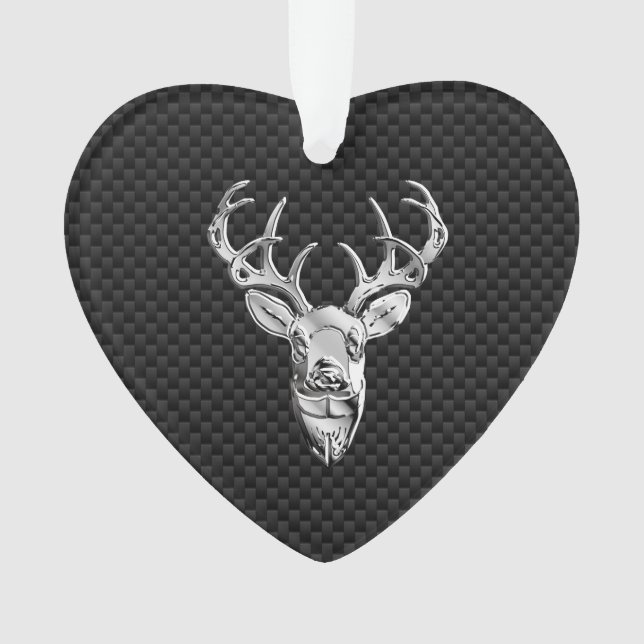 Ornamento Na moda Silver Deer on Carbon Impressão (Frente)