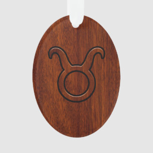 Ornamento Na moda Taurus Zodiac Sinal em Mahogany como impre