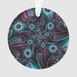 Ornamento Na Profundidade da Arte Fractal Abstrato Azul Cor-