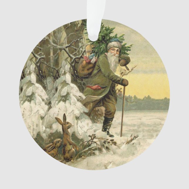 Ornamento Natal Antigo Papai Noel Vitoriano Feriado (Frente)