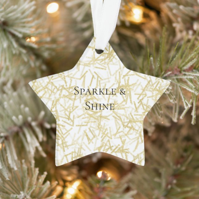 Ornamento Natal Brilho Glamouroso Dourado Branco (Árvore)