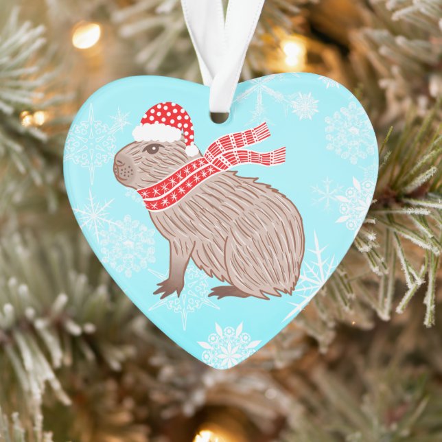 Ornamento Natal Capybara Lover Funny Heart Shaped (Árvore)