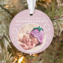 Natal de 1º Ano dos Avós Fofa Foto de Bebê Rosa