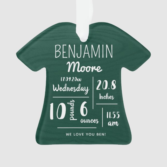 Ornamento Natal de Anunciamento de Bebês Personalizado (Frente)