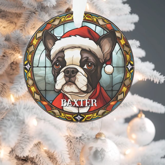 Ornamento Natal de Buldogue Francês Personalizado (French bulldog christmas ornament )