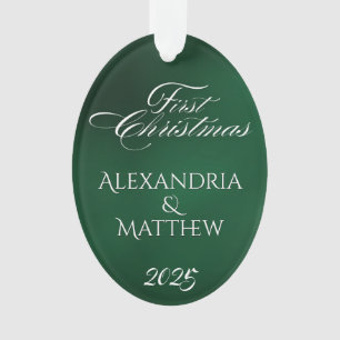 Ornamento Natal de Casal Clássico Esmeralda Verde