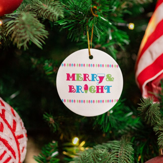 Ornamento Natal de feliz e pastel quente brilhante (Criador carregado)