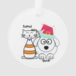 Ornamento Natal de Gato e Cachorro Personalizado