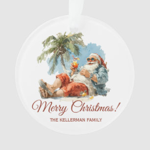Ornamento Natal de Papais noeis Tropicais Personalizados