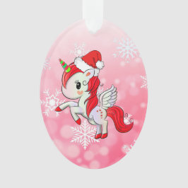 Ornamento Natal de Red Holiday Unicorn e Snowflakes