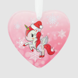 Ornamento Natal de rED Holiday Unicorn e Snowflakes