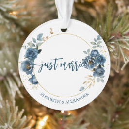 Ornamento Natal de Rosas Azuis Personalizadas Elegante