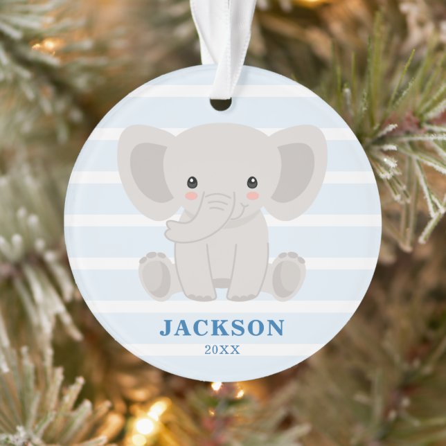Ornamento Natal do Baby Boy Personalizado por Elefante Bonit (Árvore)