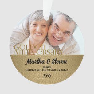 Ornamento Natal do Damask 50th Ouro Anniversário