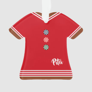 Ornamento Natal do Gingerbread Boy Vermelho e Branco