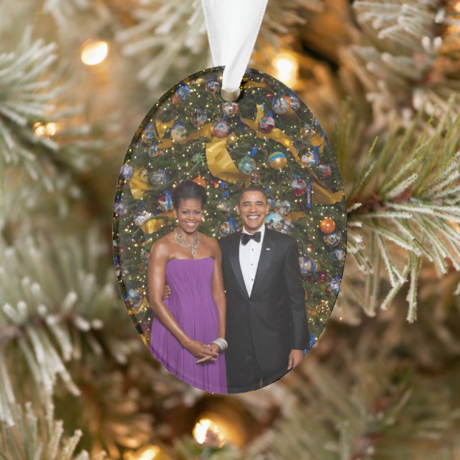 Ornamento Natal do Presidente Barack Obama e Michelle (Árvore)