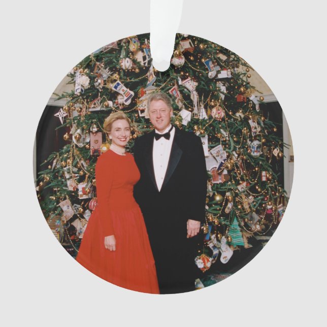 Ornamento Natal do Presidente dos EUA Bill Clinton & Hillary (Frente)