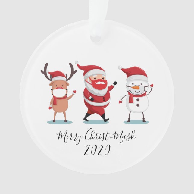 Ornamento Natal do Quarantine 2020 Feliz Christmask (Frente)