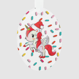 Ornamento Natal do Red Holiday Unicorn e Sprinkles