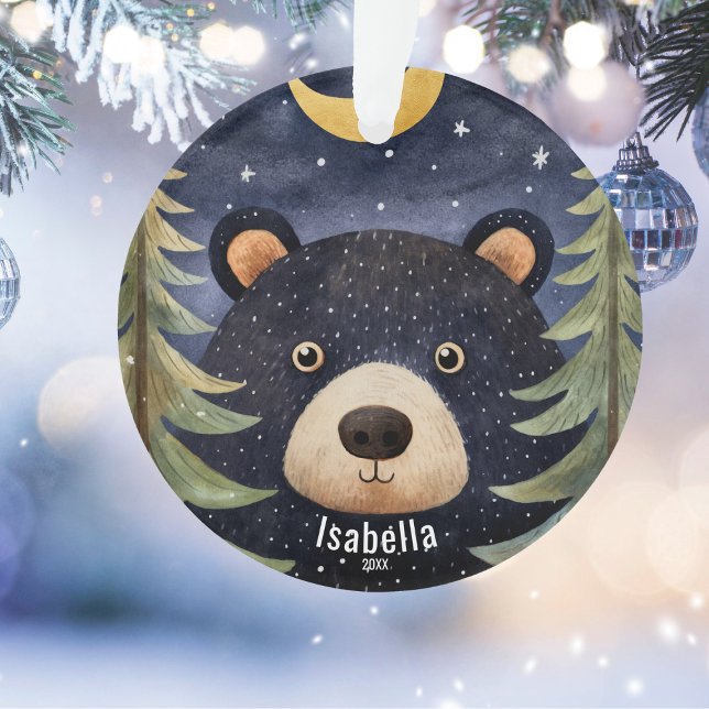 Ornamento Natal do Urso Negro Personalizado (Criador carregado)