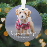 Ornamento Natal dos cães | Feliz Feliz Pawlidays Moderno de<br><div class="desc">Foto simples e na moda personalizada Happy Pawlidays comemoração de feriado com a moderna tipografia de script minimalista e um simples gradiente preto. A foto do seu amado animal de estimação e texto pode ser facilmente personalizada para um design tão único quanto seu bebê especial! A imagem mostrada é apenas...</div>