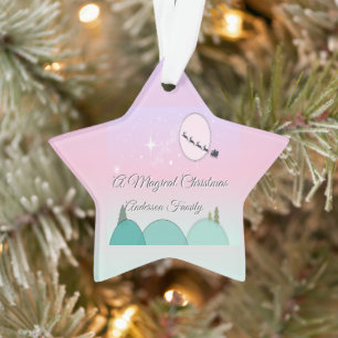 Ornamento Natal em Família Estrela Pastel Iluminada ao Luar