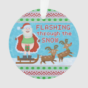 Ornamento Natal engraçado   Papai Noel que pisca através d