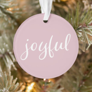 Ornamento Natal Feriado Rosa Pastel Alegre Script