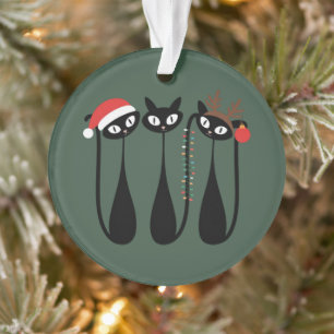 Ornamento Natal Gatos Clássicos Modernos de Meados do Século