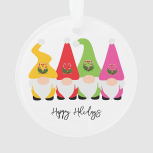 Ornamento Natal Gnomos Checker Feliz Feriados Nome Ano