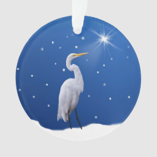 Ornamento Natal, grande pássaro do Egret, estrela, religios