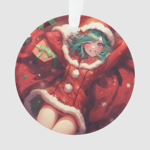 Ornamento Natal Kawaii apresenta presentes Papais noeis anim
