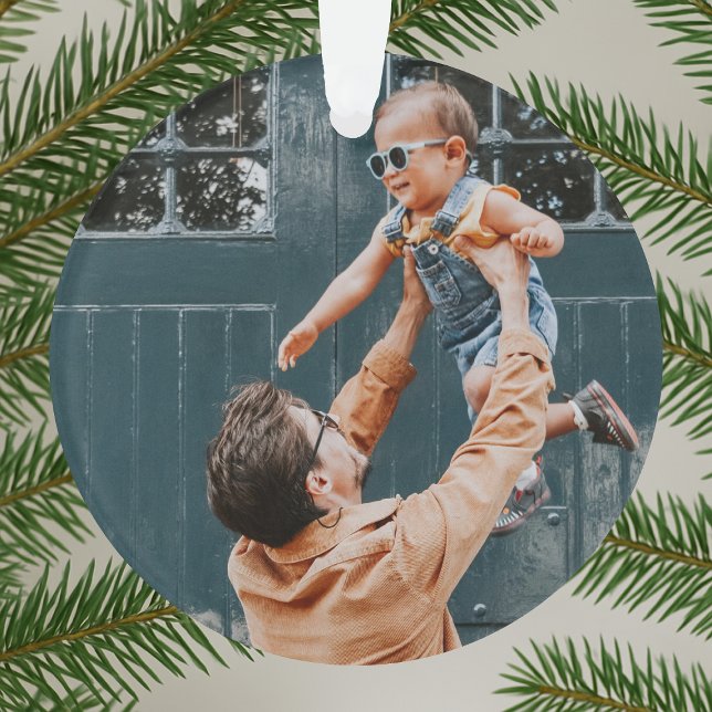 Ornamento Natal mínimo | Feliz e Oliva de Foto Brilhante (Criador carregado)