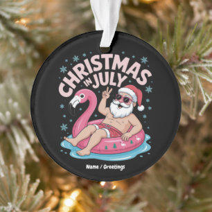 Ornamento Natal nos Papais noeis de julho Flamingo Funny Sum