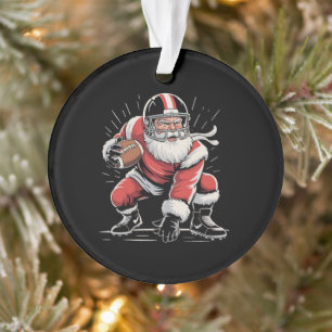 Ornamento Natal Papai Noel Futebol Lineman Quarterback 